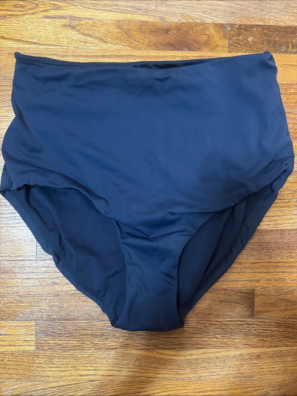 High-Waist Navy Brief Swim Bottom